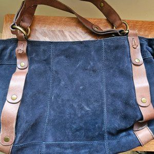 Vintage Lucky Brand | Large Blue Suede Shoulder Bag Purse Handbag 💙